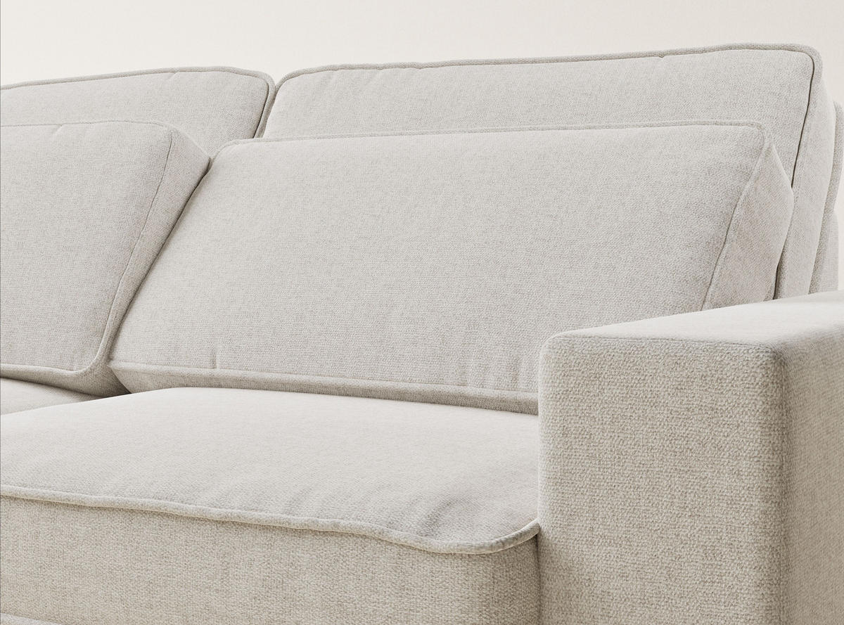 ECKSOFA Kirou Hellbeige Webstoff - Links Seite - Creme/Schwarz, Holz/Holzwerkstoff (225/311cm) - Maison de Reve