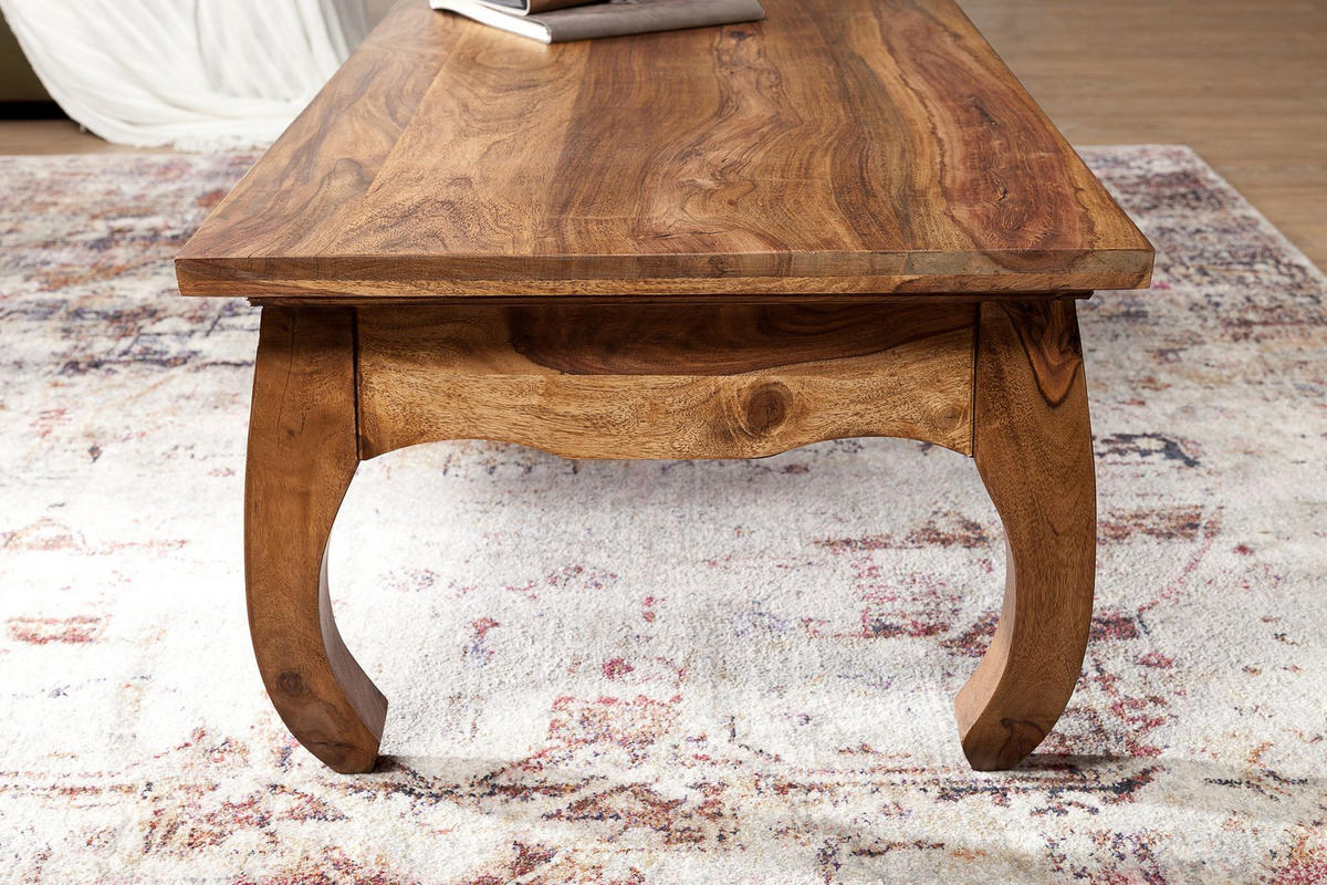 COUCHTISCH KANADA in Opium-Form aus Massivholz Akazie handgefertigt, Braun 110x60x40 cm - Braun, Holz (60/110/40cm) - KADIMA DESIGN