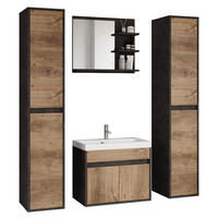 BADEZIMMERMÖBEL-SET Luani XL Matera / Kastanie - Beige/Schwarz, Holzwerkstoff (120.4/160/34.5cm) - Selsey