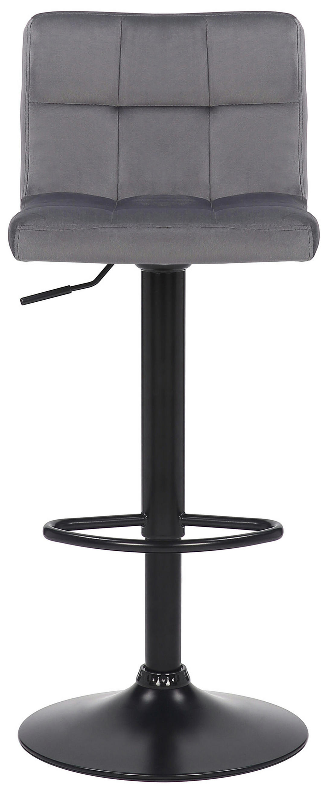 BARHOCKER Fani, Gestell schwarz, Samt Grau - Schwarz/Grau, Textil/Metall (40/85/40cm) - TPFLiving