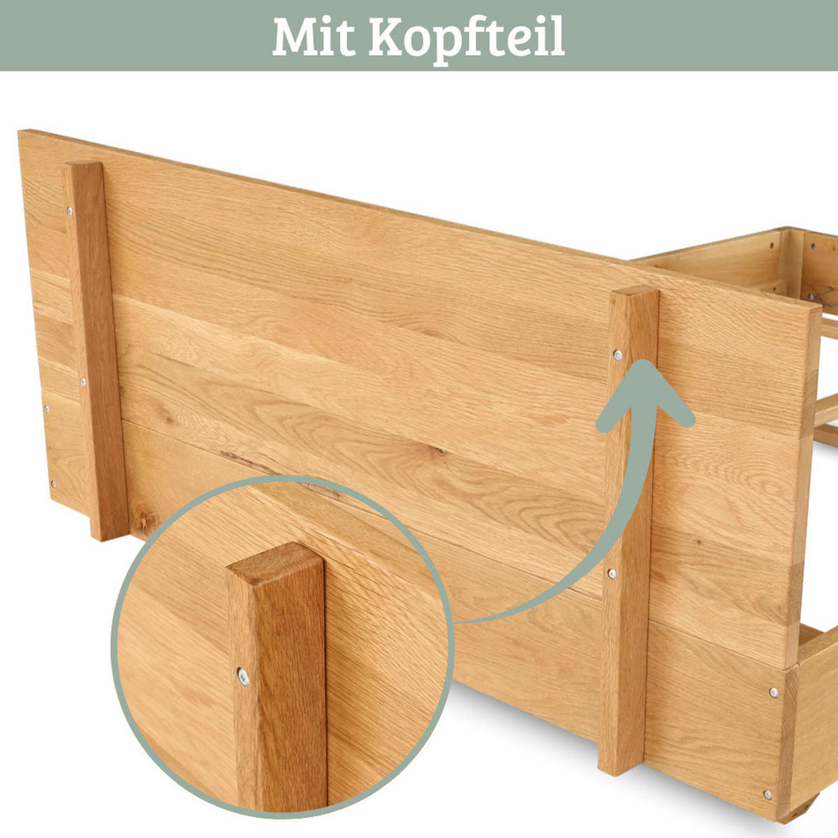 MASSIVHOLZBETT 160x200 cm KEILO Eichenholz Bettrahmen Metallkufen - Braun, Holz (160/200cm) - DELUKE