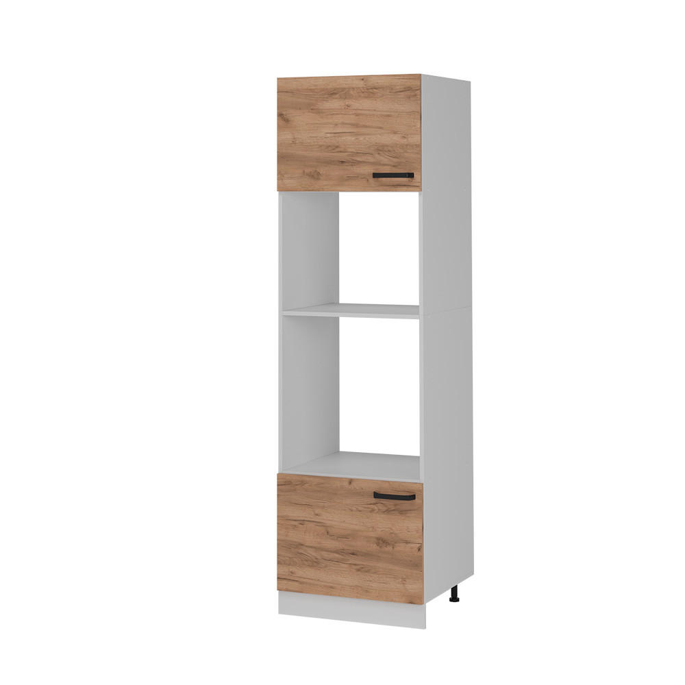 MIKROVÅGSSKÅP R-Line Goldkraft ek 60 cm utan bänkskiva Honungsek, Vit 206.8/60/57.2 cm