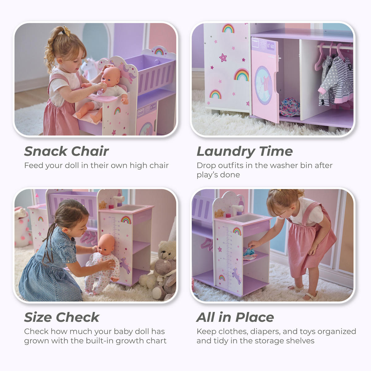 PUPPENPFLEGE Station, 64cm, Lila - Lila, Holz (28/64/93cm) - Teamson Kids