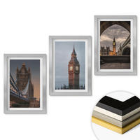 WANDBILDER 3er Set - 20x30 cm Silberner Rahmen - London Bridge Big Ben Uhr - Silberfarben, Kunststoff (20/30cm) - ArtPrintCave