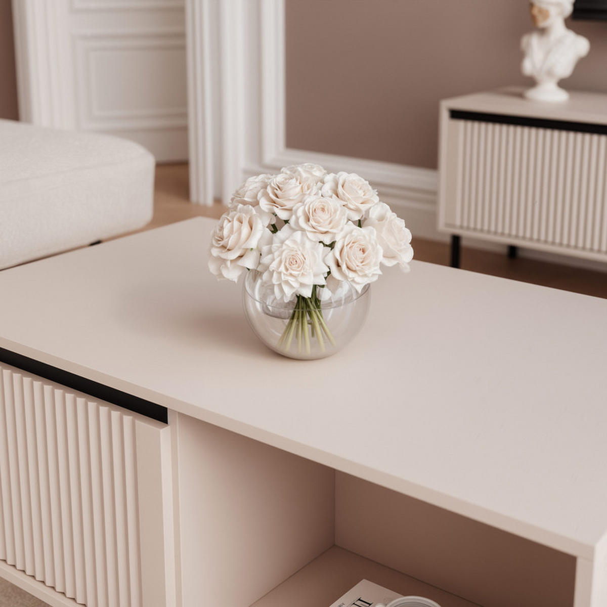 COUCHTISCH LIRA 100/60/50 cm Rechteckig, Beige - Beige/Schwarz, Holzwerkstoff/Metall (60/100/50cm) - Idohome