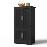 BUFFET Aufbewahrungsschrank 120x60x40cm Schwarz mit LED Licht & Wellentüren - Schwarz, Holzwerkstoff (40/120/60cm) - Modfu