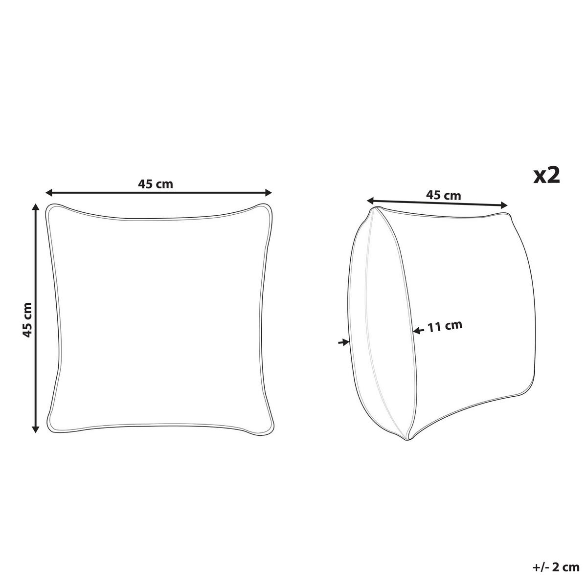 DEKOKISSEN 2er-Set Cremeweiß 45/45 cm Zamia - Goldfarben/Weiß, Naturmaterialien (45/45cm) - Beliani