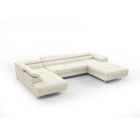WOHNLANDSCHAFT Gianluca - Beige, Holzwerkstoff/Textil (345/90/205cm) - Fun Möbel