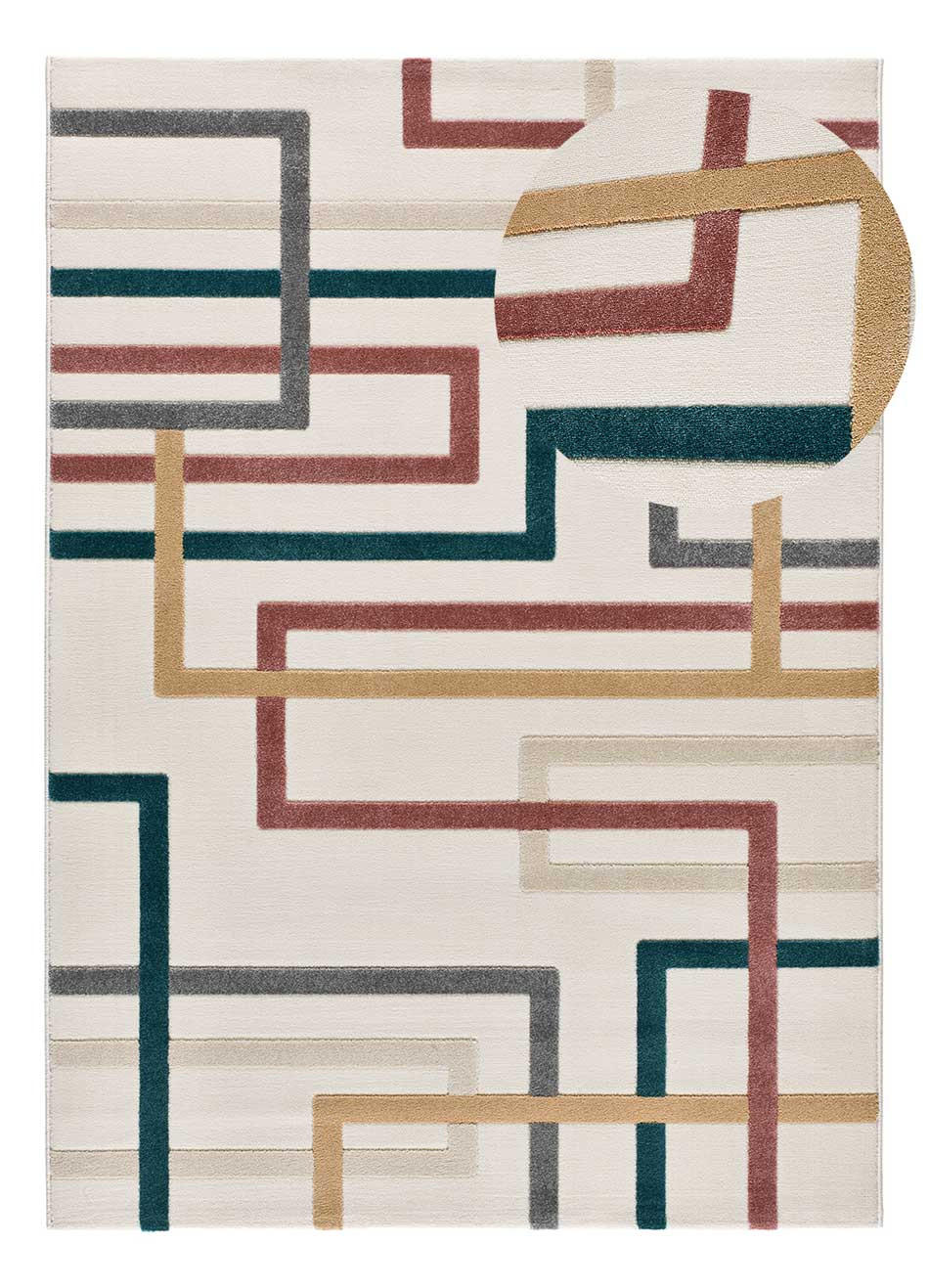 Atticgo Webteppich Mehrfarbig, Weiß, Blau, Rosa, Grau 80x150 cm