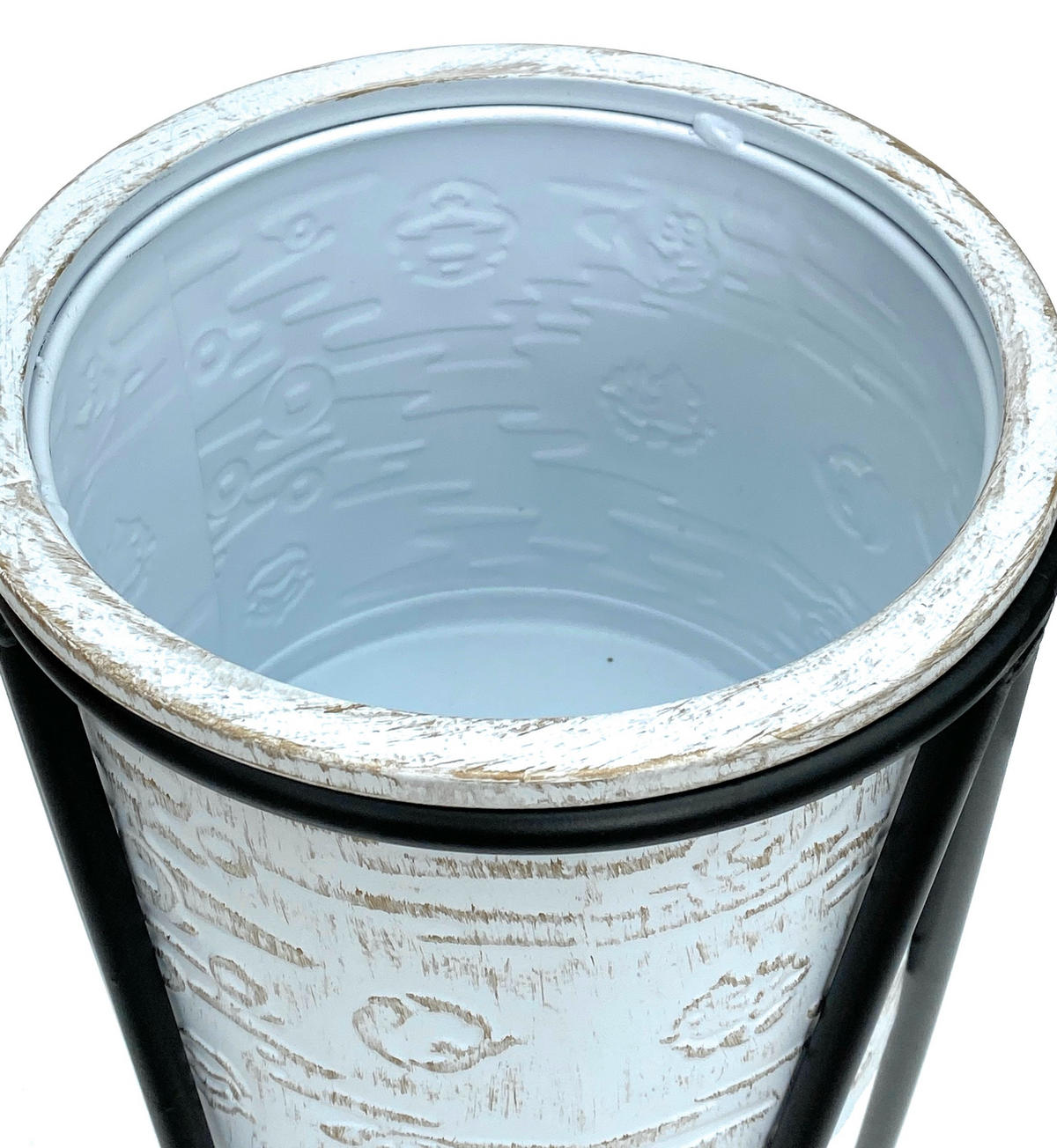 BLUMENHOCKER mit Topf Metall Schwarz/Weiß 24/24/50 cm - Schwarz, Metall (24/50/24cm) - DanDiBo