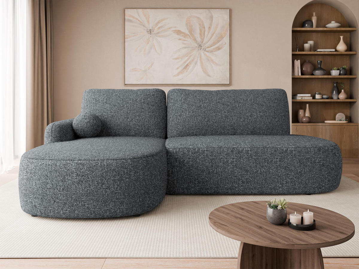 ECKSOFA Loridu O, Seite: Links - Dunkelgrau/Schwarz, Holz/Kunststoff (274/174cm) - MIRJAN24
