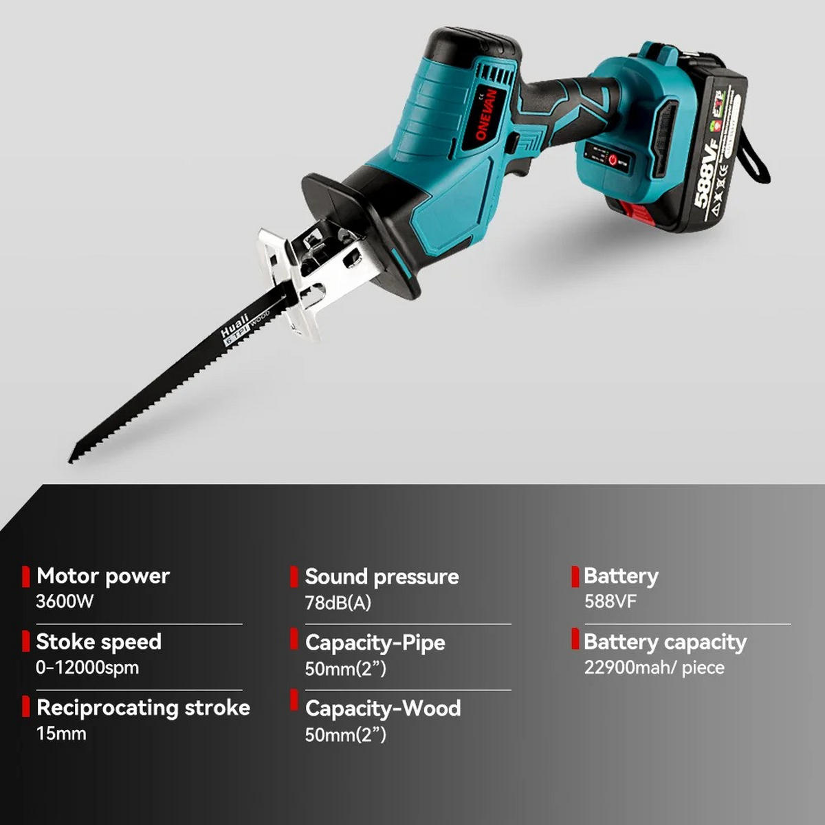 KETTENSÄGE Bürstenlose Blau Mit Sägeblatt Für Makita 18V batterie Pin Mit 2 Akkus - Blau, Metall (15/7/45cm) - Coonoor