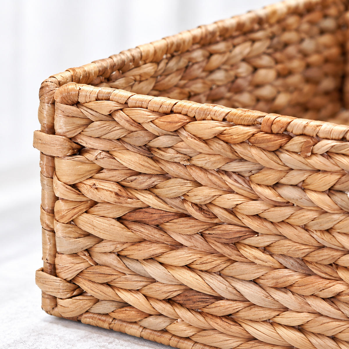 KOŠ Přírodní 4dílné-Set vodní hyacint - světle hnědá, kov/textil (30/34/15cm) - Relaxdays