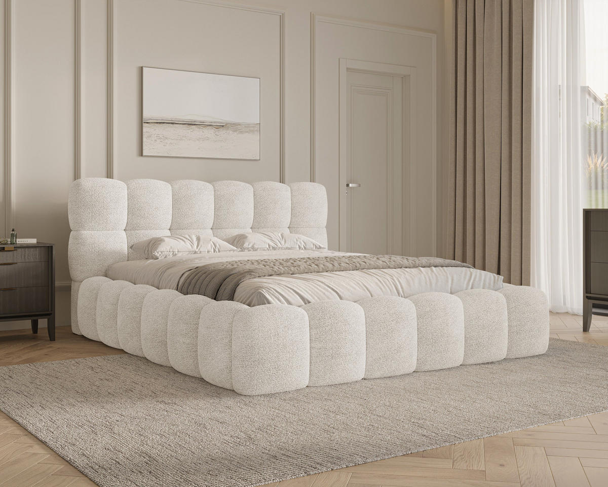 POLSTERBETT 19 - 140x200 cm – Arena – Bett mit Federmechanismus und Stauraum - Weiß, Holz (140/200cm) - ROYAL24_MARKT