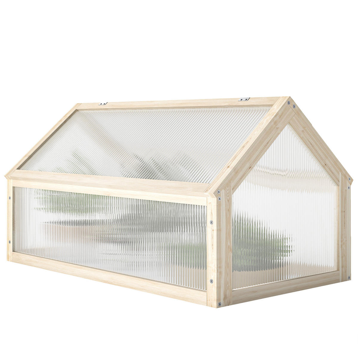 MINI-GEWÄCHSHAUS DE-05858 kompakt aus Holz 90/52/49,5 cm Natur - Naturfarben, Holz/Kunststoff (52/49.5/90cm) - ComfortXL