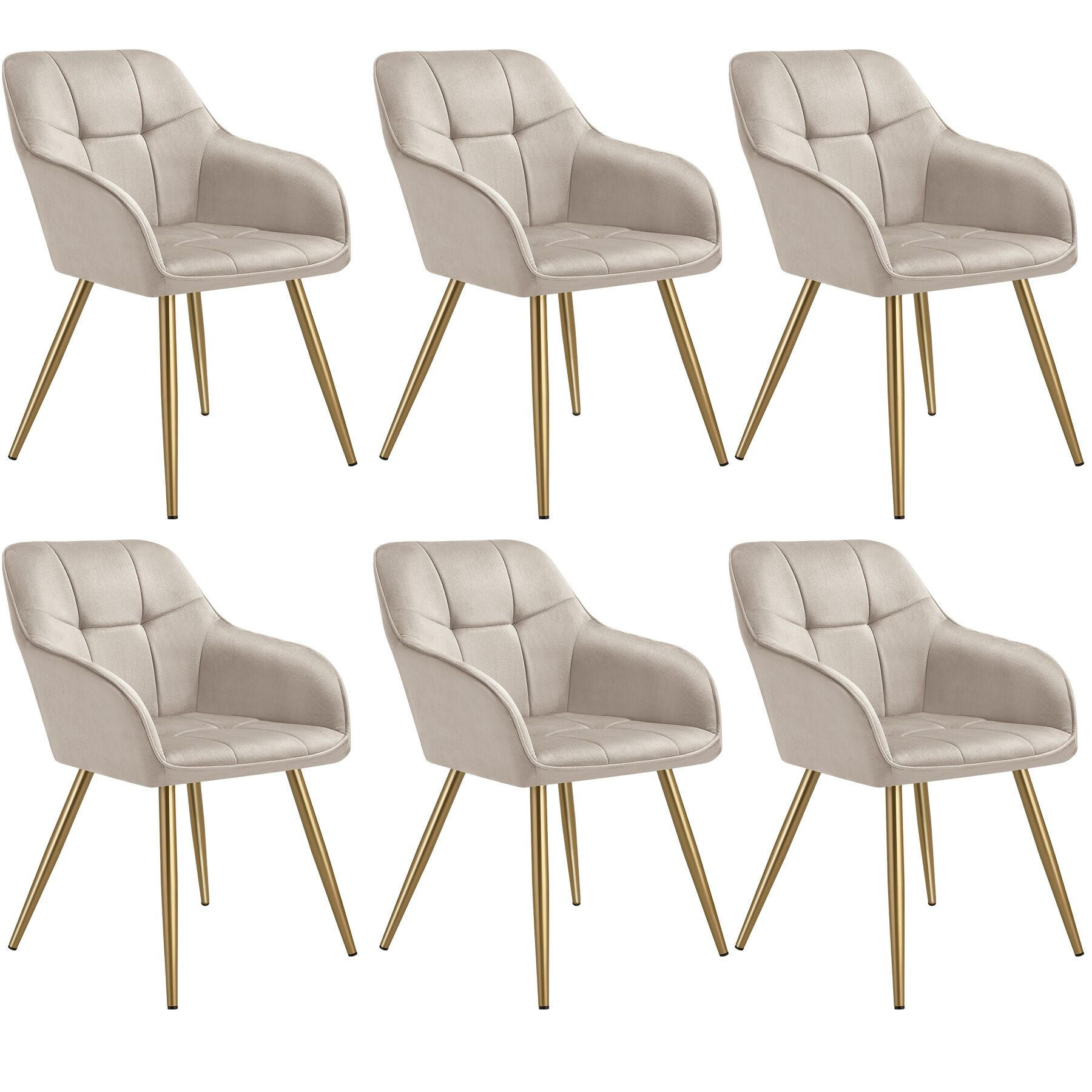ESSZIMMERSTUHL 6er Set Marilyn,58 x 62 x 82 cm,taupe/gold - Taupe/Goldfarben, Kunststoff (58/82/62cm) - tectake