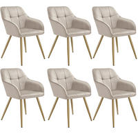ESSZIMMERSTUHL 6er Set Marilyn,58 x 62 x 82 cm,taupe/gold - Taupe/Goldfarben, Kunststoff (58/82/62cm) - tectake