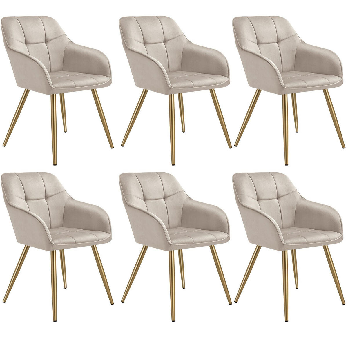 ESSZIMMERSTUHL 6er Set Marilyn,58 x 62 x 82 cm,taupe/gold - Taupe/Goldfarben, Kunststoff (58/82/62cm) - tectake