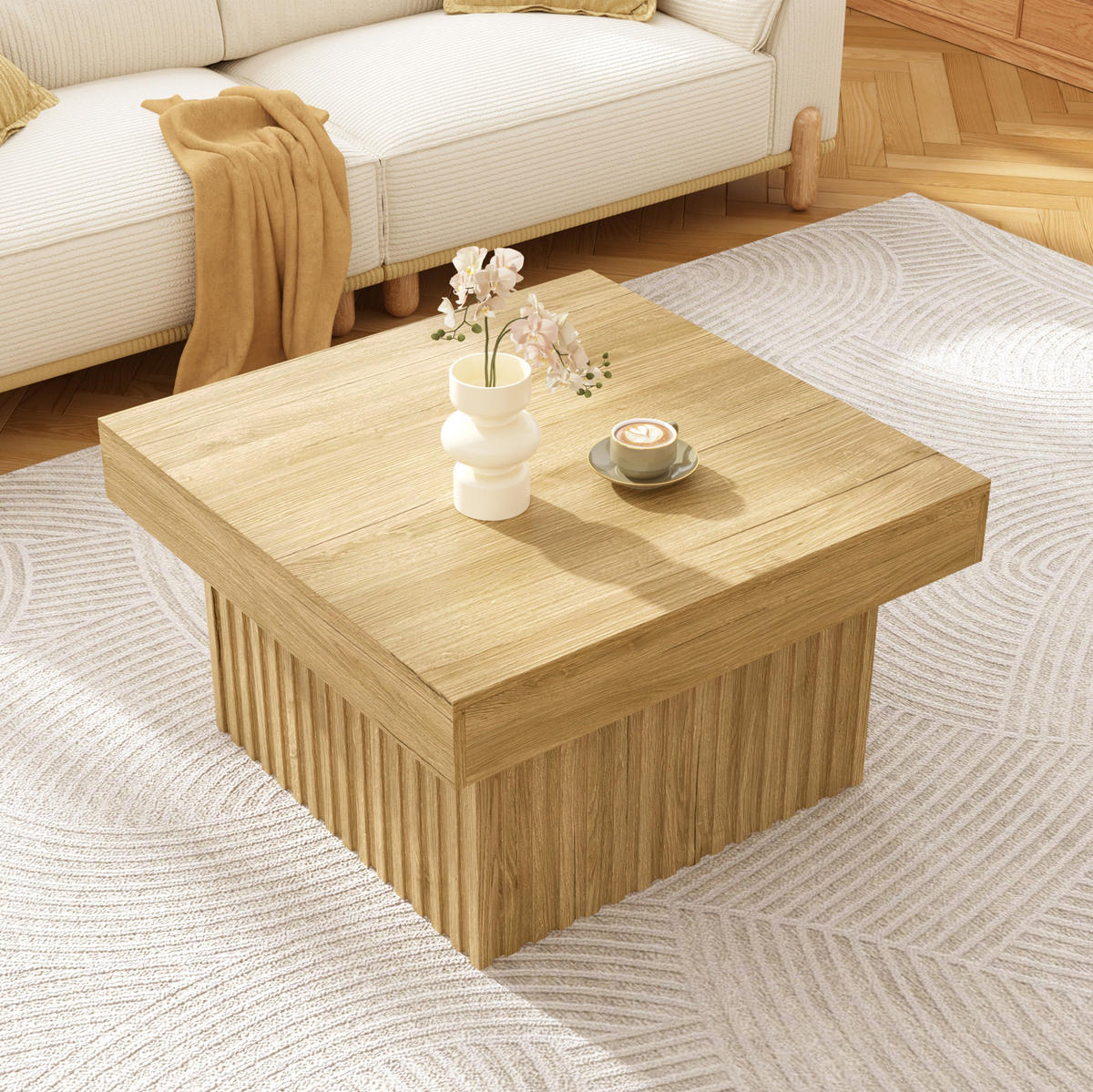 COUCHTISCH 79/79/46 cm in Natur aus MDF und Spanplatte–pflegeleicht und platzsparend - Naturfarben, Holzwerkstoff (79/79/46cm) - Flora Grace