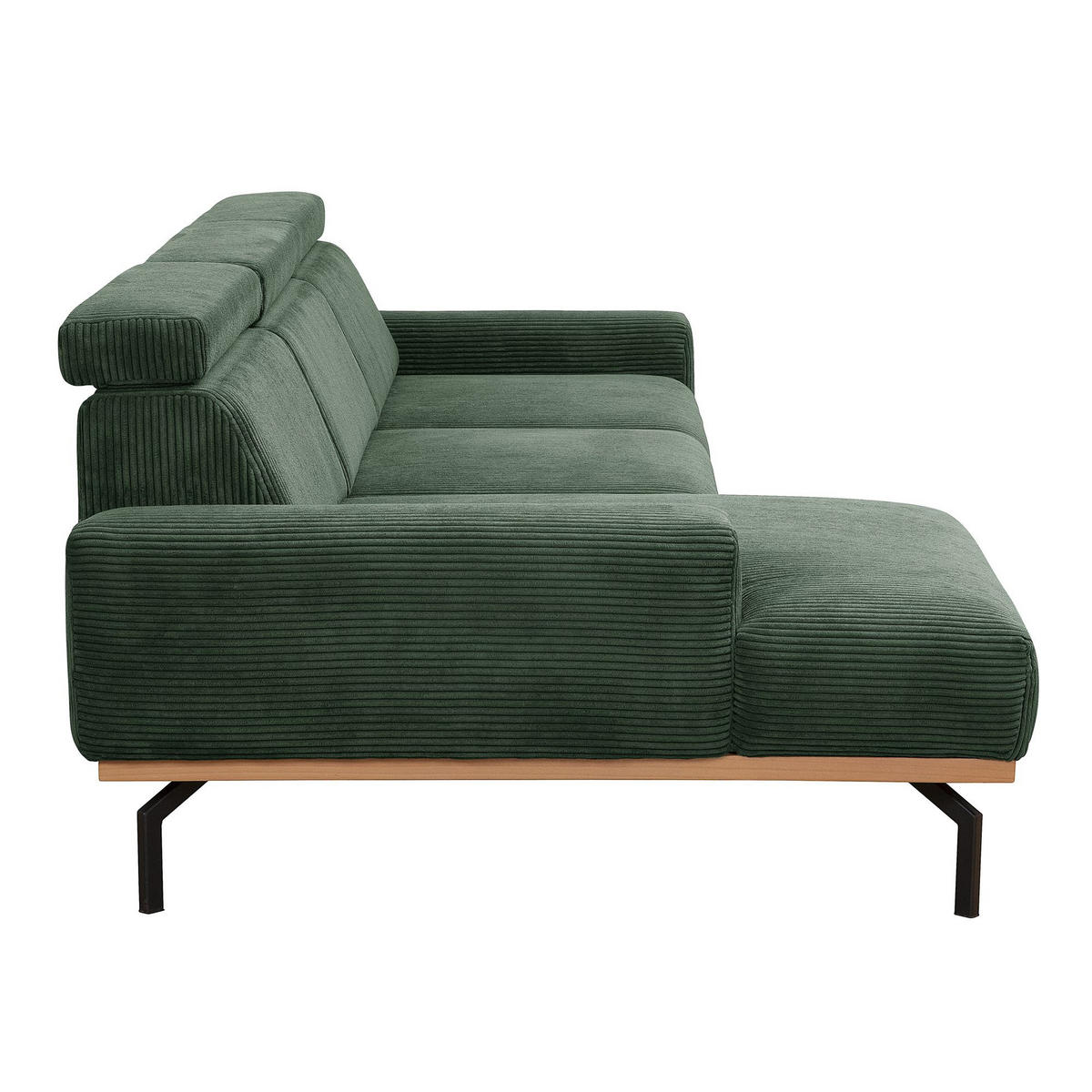 ECKSOFA mit Longchair links Katrien Cordstoff dunkelgrün - Dunkelgrün, Kunststoff (135/280cm) - 58aufmkessel