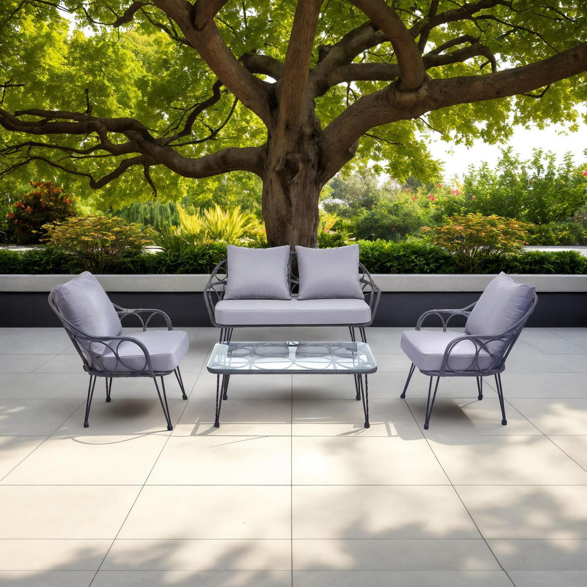 GARTENMÖBELSET CAIRO - Grau, Textil - IDIMEX