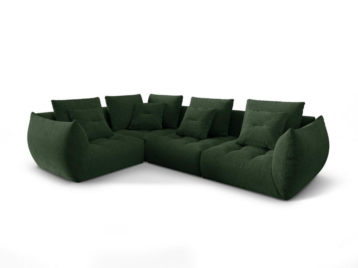 ECKSOFA modular links Bloom aus strukturiertem Stoff moosgrün 3 Sitzplätze - Salbeigrün, Textil (216/316cm) - Micadoni