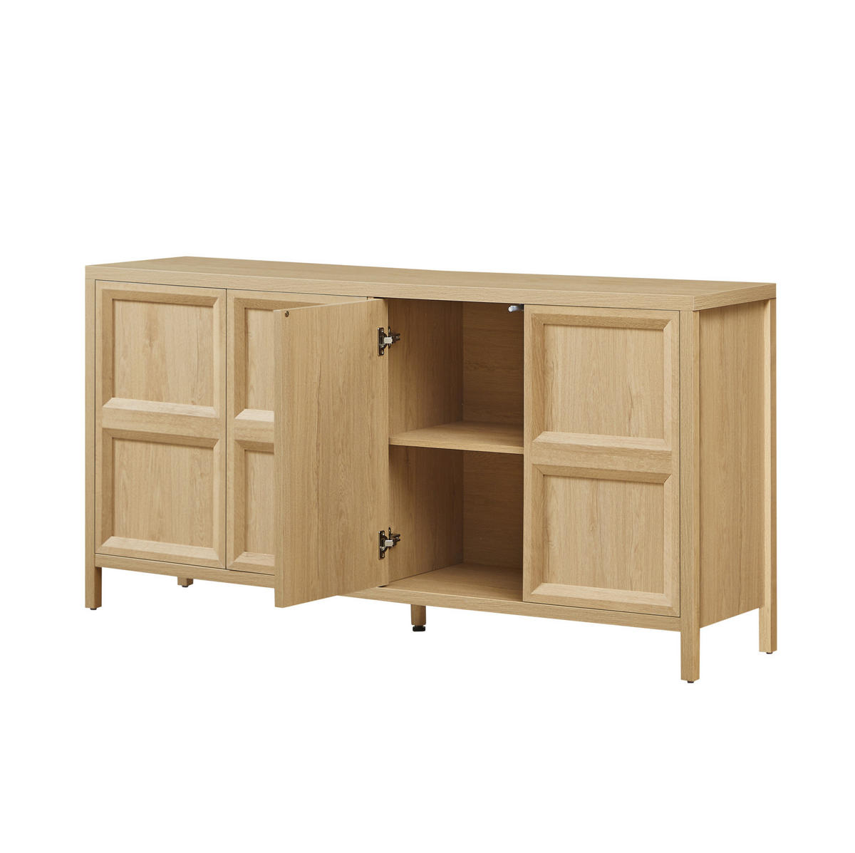 KOMODA 160/40/80 cm z odpiranjem na pritisk, mehkim zapiranjem in varovalom proti prevrnitvi, Hrast - barve hrasta, leseni material (160/80/40cm) - Redom