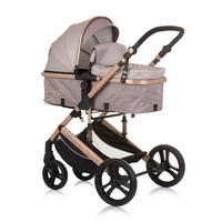 KOMBIKINDERWAGEN 2 in 1 Amore beige Getränkehalter Wickeltasche Fußabdeckung Korb - Beige, Metall (95/63/105cm) - Chipolino