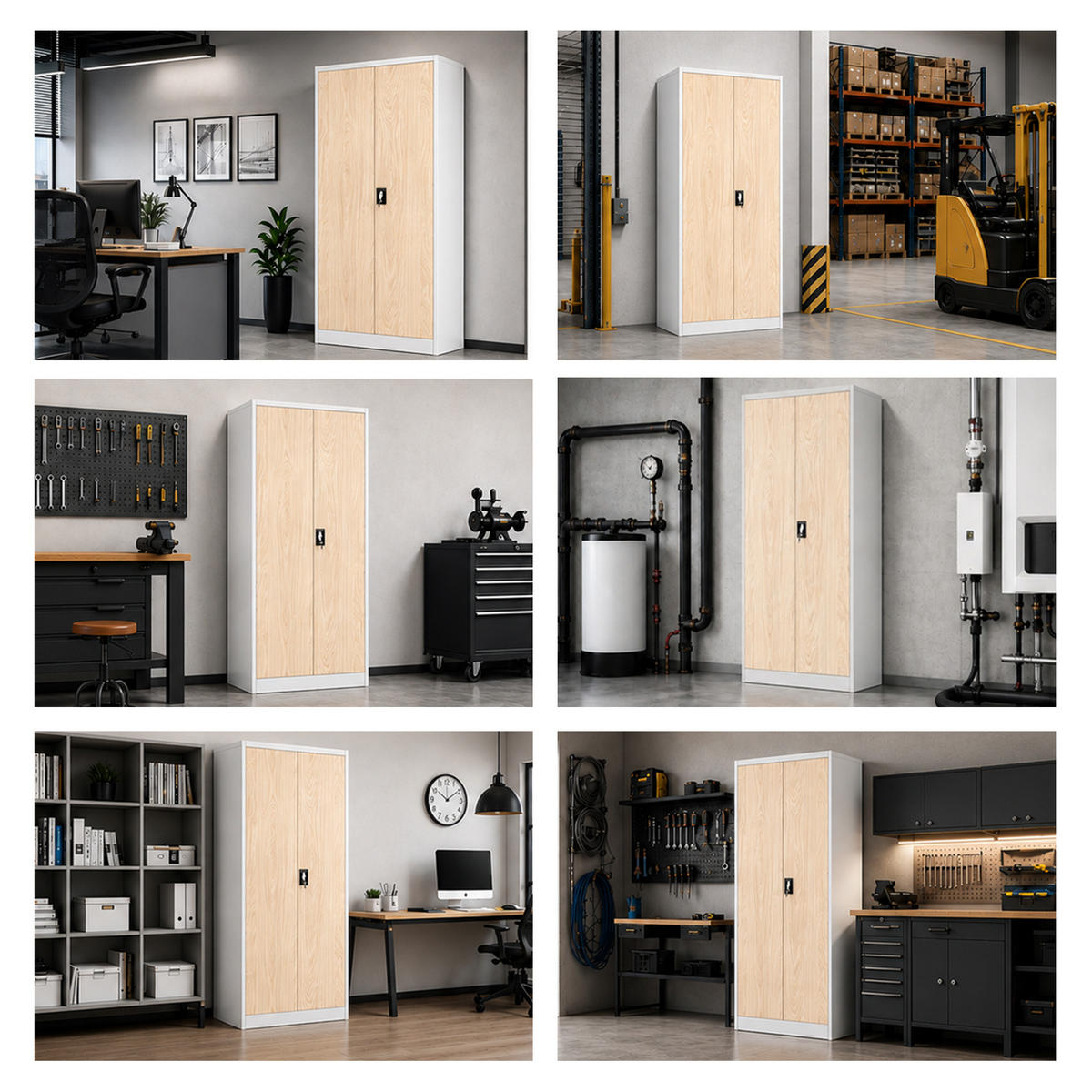 BÜROAKTENSCHRANK JAN 185 x 90 x 40 cm - Grau/Sonoma Eiche, Metall (90/185/40cm) - Jan Nowak