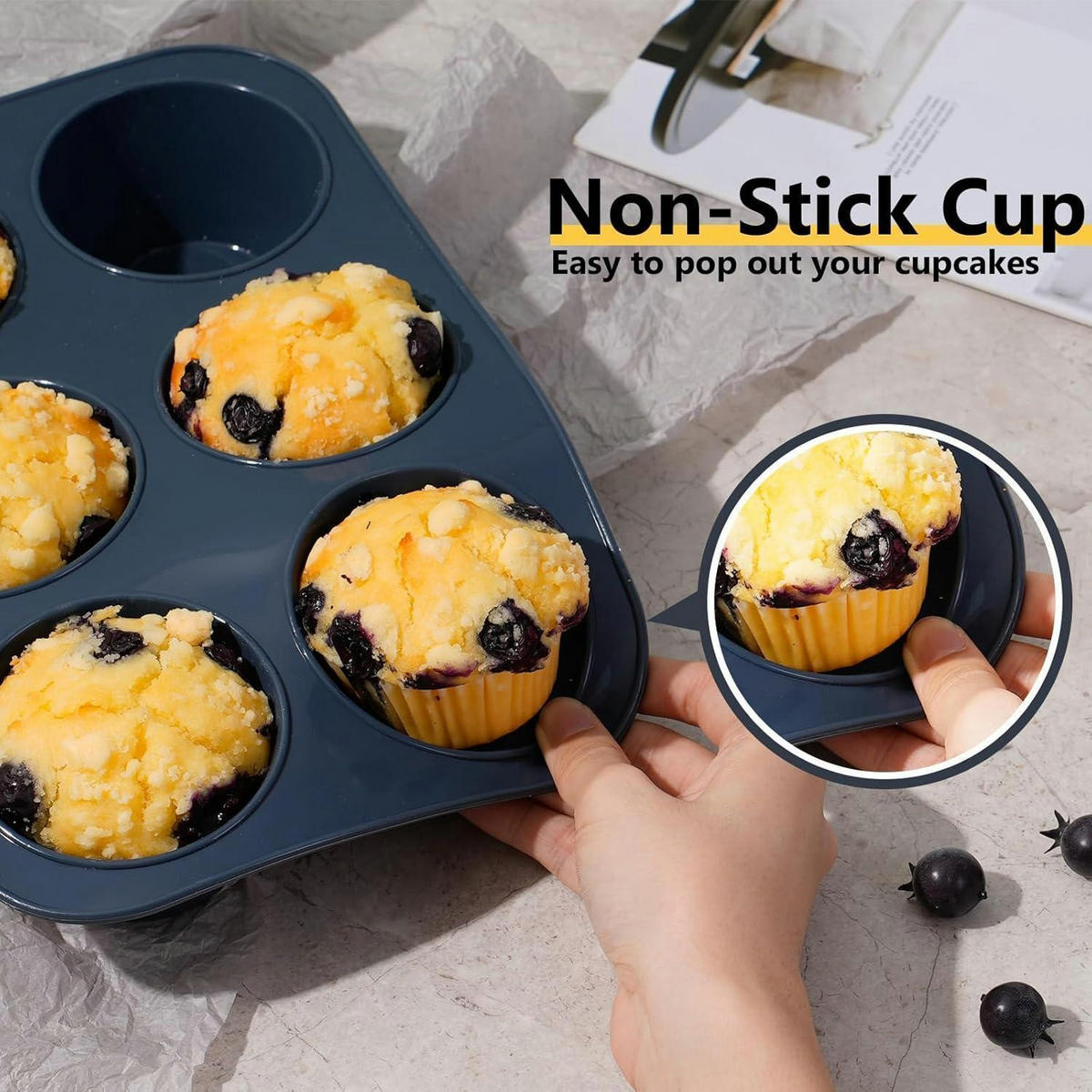 MUFFINBACKFORM Silikon Grau 27,8 x 19 x 5 cm - Dunkelblau, Kunststoff (19/5/8cm)