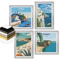 WANDBILDER 4er Set - 50x50 cm & 40x60 cm Silberner Rahmen - Touristische Küstenlandschaften - Silberfarben, Kunststoff (50/50cm) - ArtPrintCave