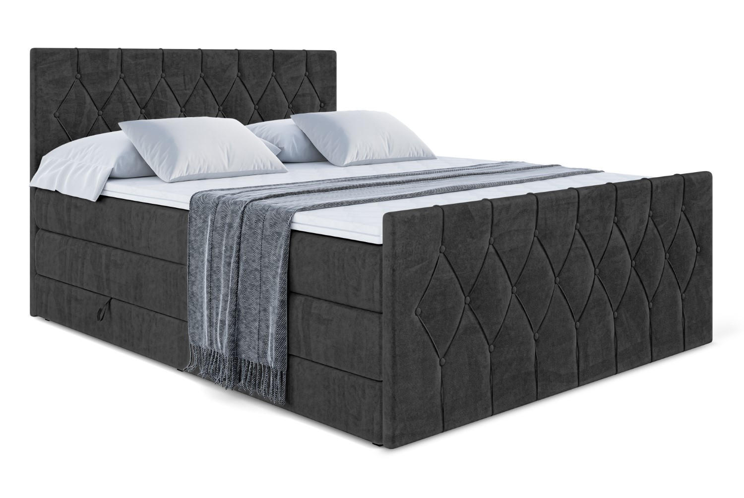 BOXSPRINGBETT VELANTO-Z KING - 160 x 200 - H3/H4 - Schwarz - Schwarz, Holzwerkstoff (160/200cm) - ALTDECOR