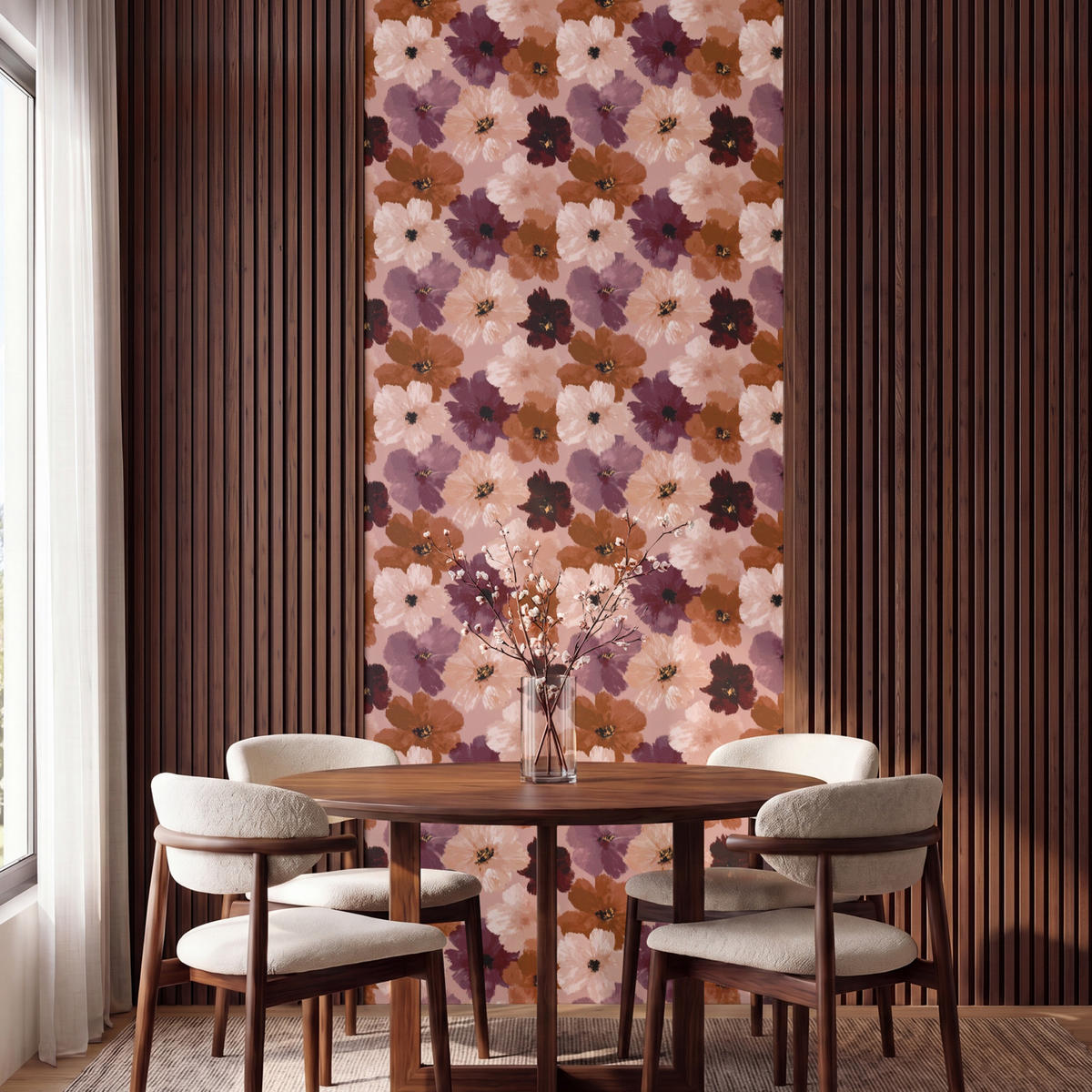 TAPETE - Blumen - Abstrakt - Erdtöne - 100x240 cm - Multicolor, Papier (100/240cm) - OnlyWow