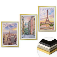 WANDBILDER 3er Set - 40x60 cm Goldrahmen - Städte New York Paris Dämmerung - Goldfarben, Kunststoff (40/60cm) - ArtPrintCave