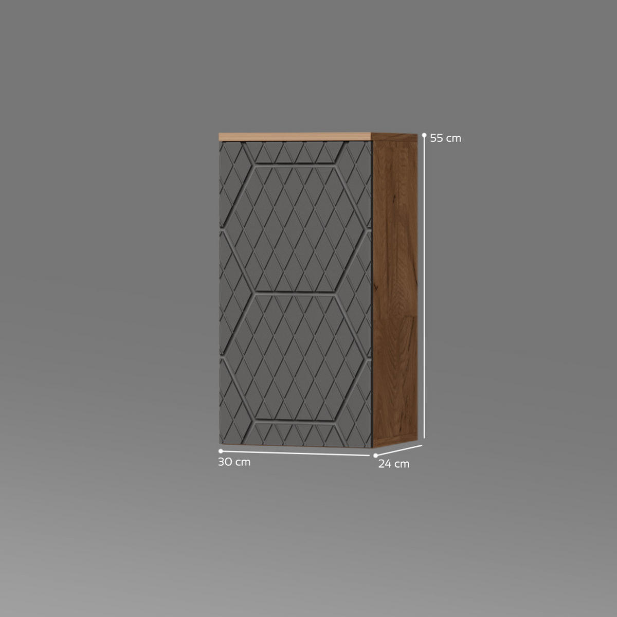 BADSCHRANK Ronco Anthrazit gestreift 30 x 59 cm 2 Fächer, Badezimmer - Eichefarben/Anthrazit, Holzwerkstoff (30/59/24cm) - Livinity®