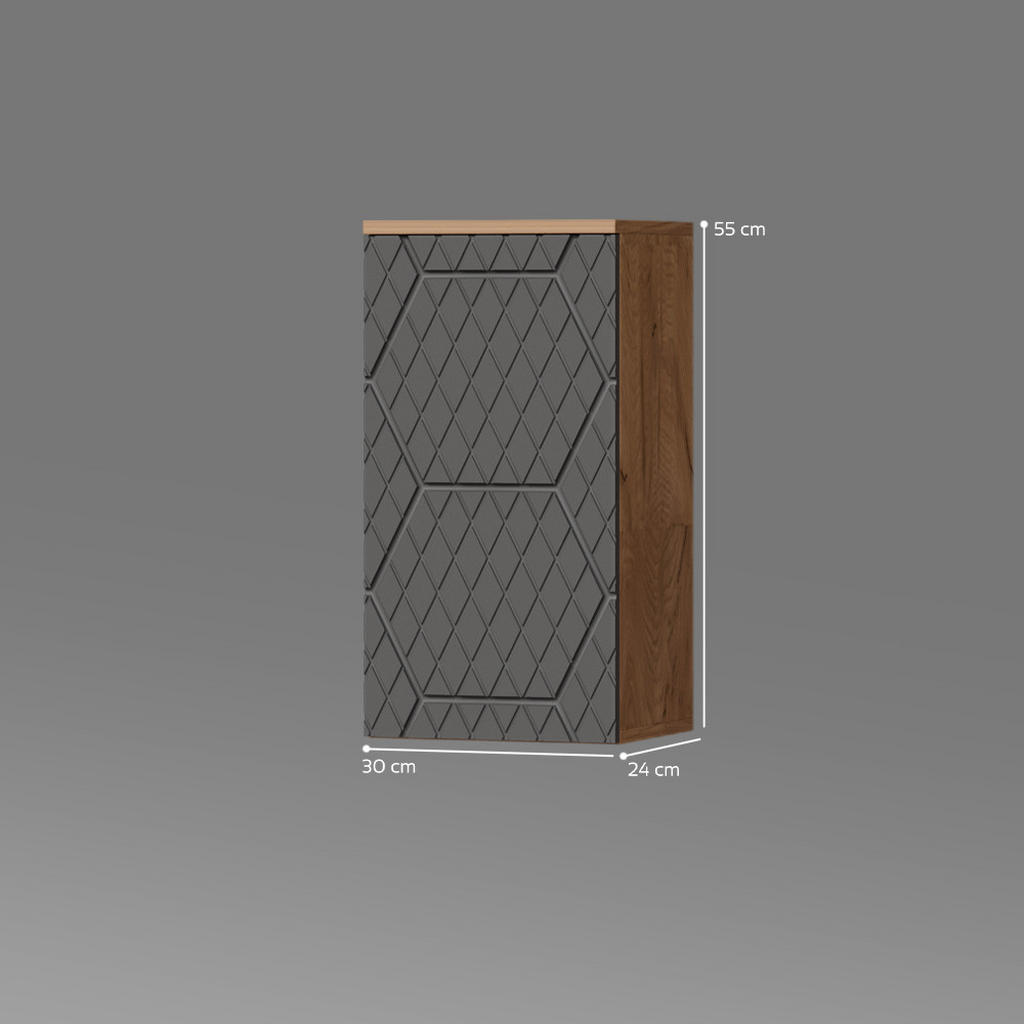 Thumbnail - Livinity® Badschrank, Anthrazit, Eiche, Holzwerkstoff, 2 Fächer, Rechteckig, 30x59x24 cm, Badezimmer, Badezimmerschränke...