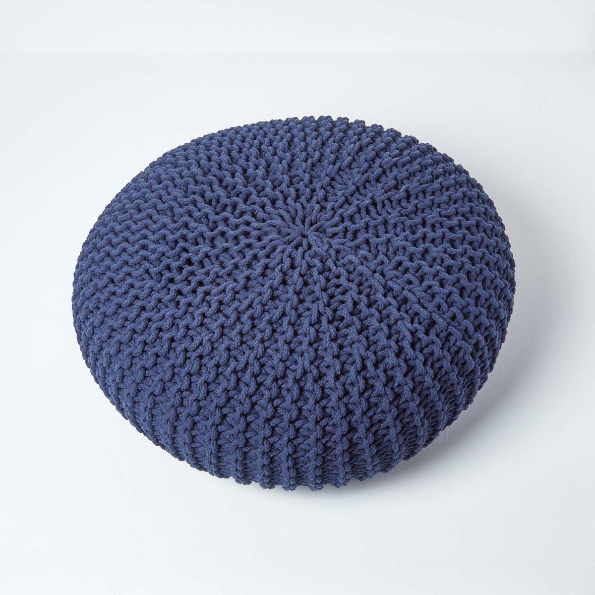 STRICK-POUF dunkelblau, Bodenkissen rund 70/70/23 cm - Dunkelblau, Textil (70/23/70cm) - Homescapes