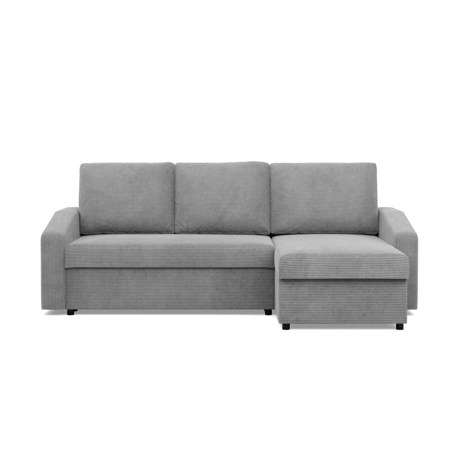 ECKSOFA MIT SCHLAFFUNKTION NEO, Cord - Grau - Grau, Textil (231/140cm) - Mebligo