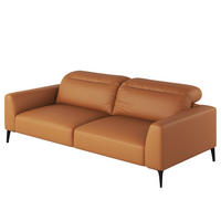 3-SITZER SOFA - Cognac/Schwarz, Leder/Metall (233/73/107cm) - home24