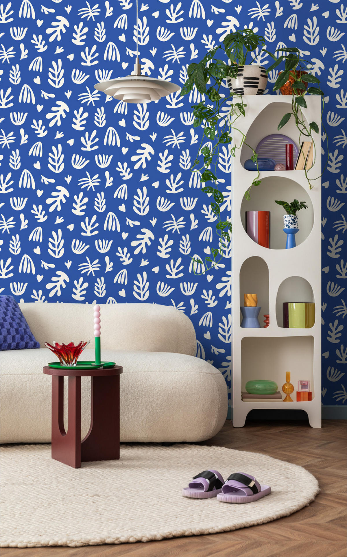 TAPETE Pflanzen im Matisse-Stil 50 x 900 cm - Blau, Papier (50/900cm) - ESTAhome