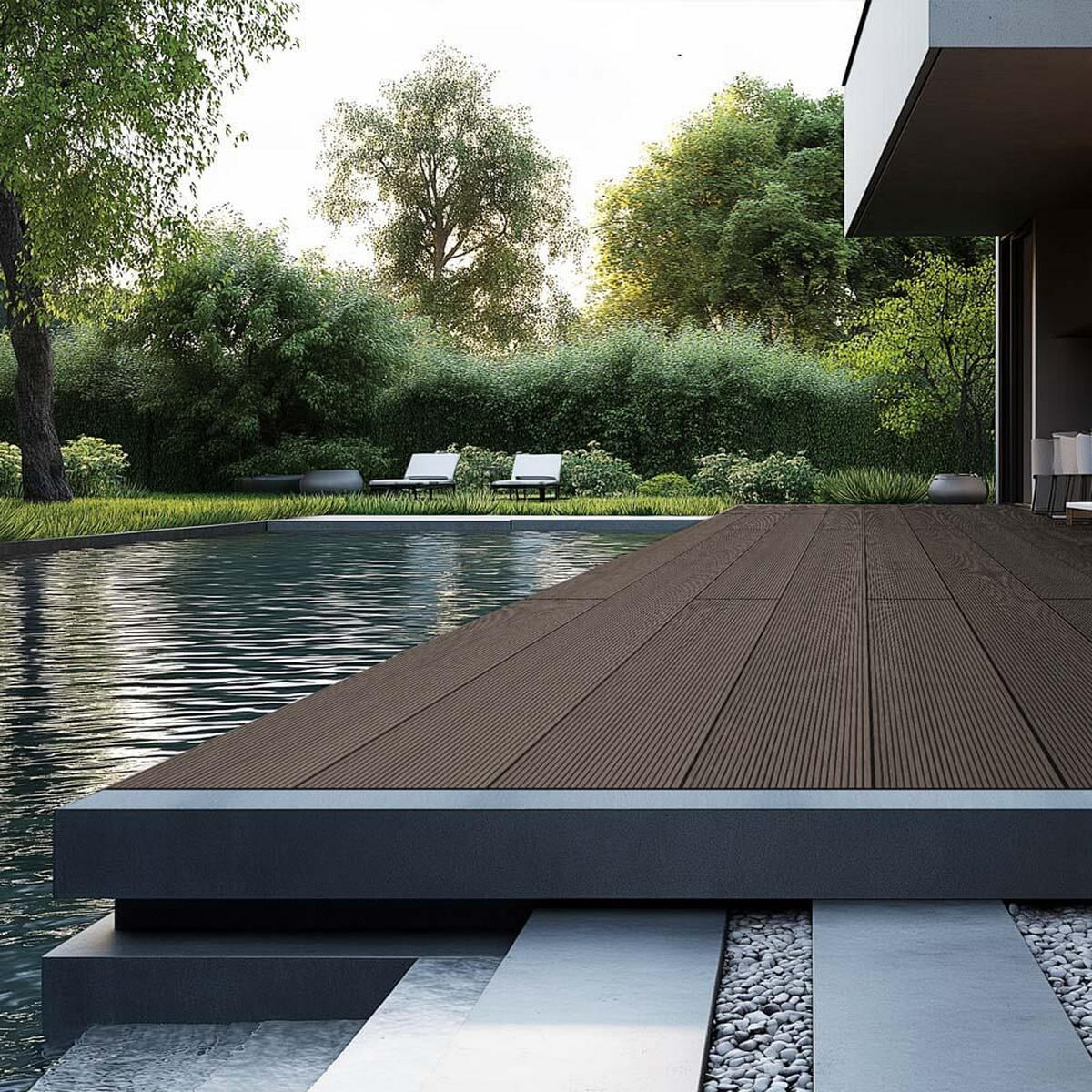 TERRASSENDIELEN SAMANA - Dunkelbraun, 2 m² - Dunkelbraun, Kunststoff (220/14.6/2.1cm) - Home Deluxe
