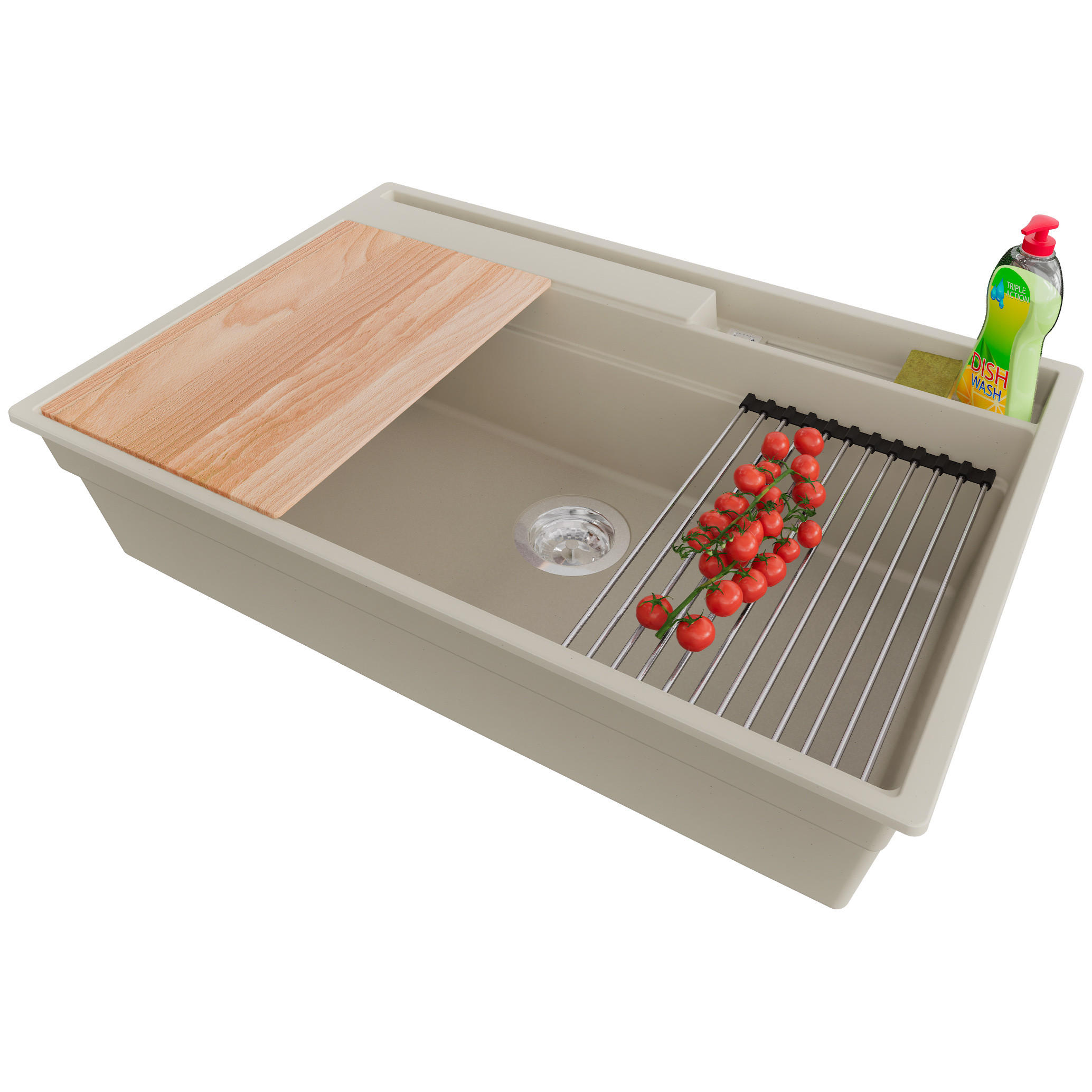 Primagran Spülbecken Beige, Chrom, Chrom, Beige 78x20x53 cm