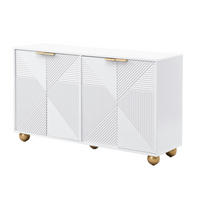 SIDEBOARD mit gravierten Türen und Golddekorelementen weiß 120×35×71,5 cm aus MDF - Weiß, Holzwerkstoff (120/71.5/35cm) - Luhomfu