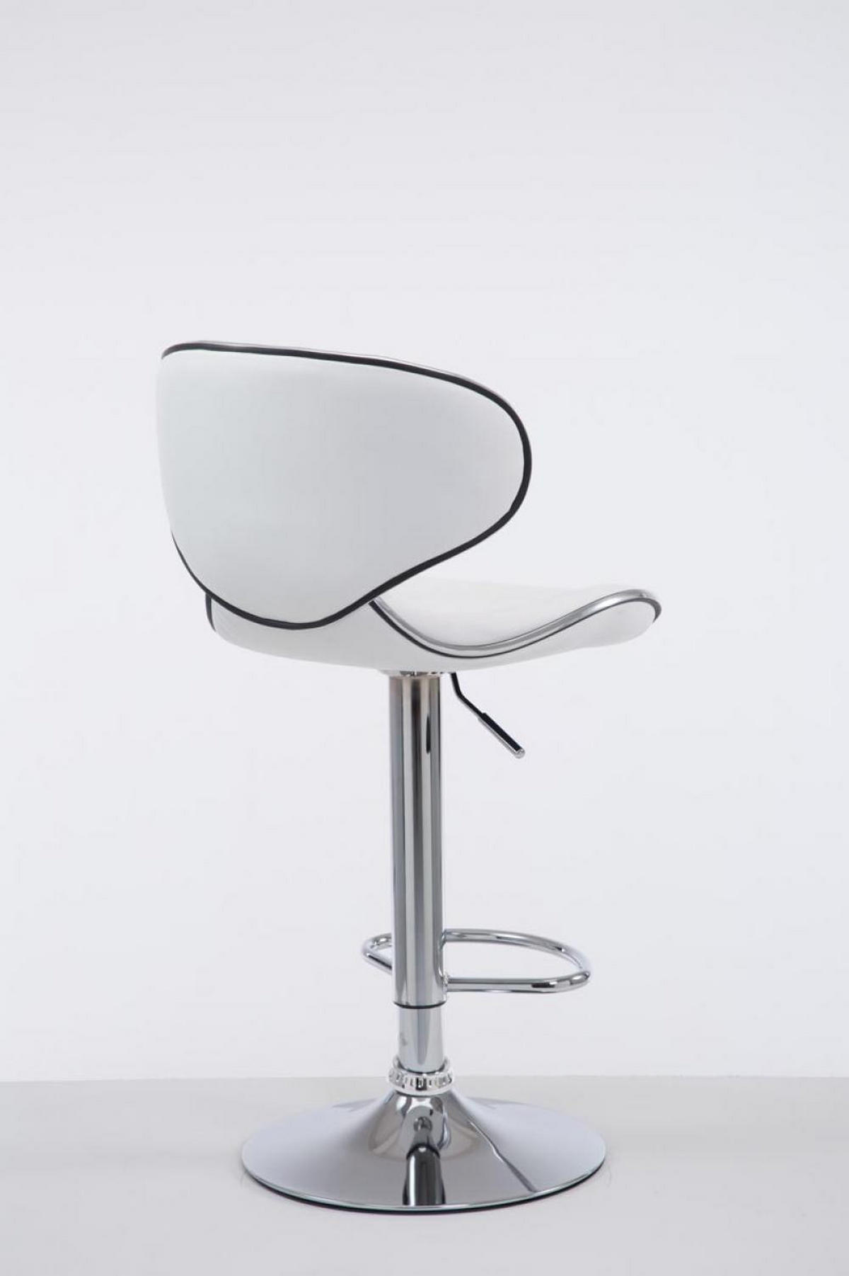 BARHOCKER Lederlook weiß - Chromfarben/Walnussfarben, Textil/Metall (46/88/49cm) - CLP