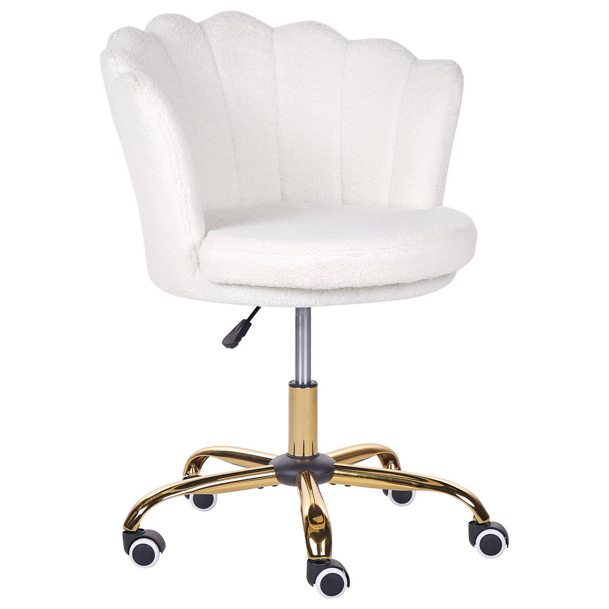 BÜROSTUHL Bouclé Weiß Monticello - Weiß, Textil/Metall (67/78/65cm) - Beliani