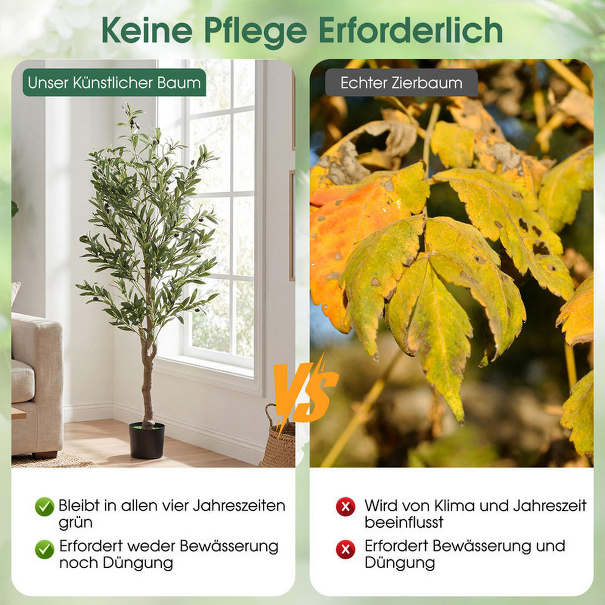 KUNSTOLIVENBAUM im Topf grün(2er-Set) - Grün, Kunststoff (150cm) - COSTWAY