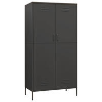 KLEIDERSCHRANK 2-Türig mit 4 verstellbaren Fächern 90/50/180 cm aus Stahl Anthrazit - Anthrazit/Schwarz, Holz/Metall (90/180/50cm) - vidaXL