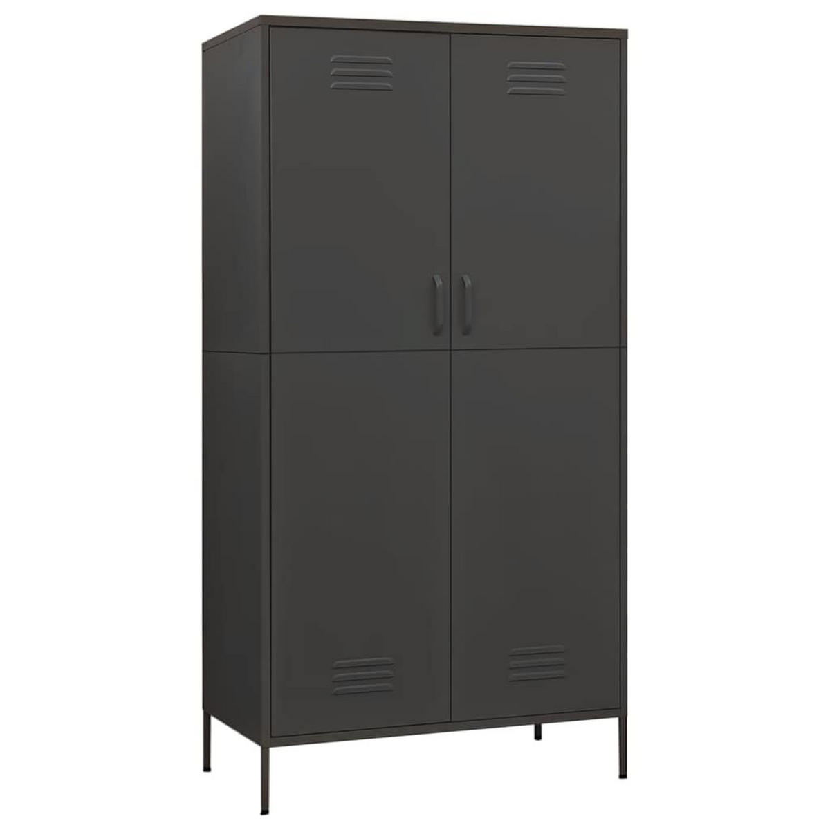 KLEIDERSCHRANK 2-Türig mit 4 verstellbaren Fächern 90/50/180 cm aus Stahl Anthrazit - Anthrazit/Schwarz, Holz/Metall (90/180/50cm) - vidaXL