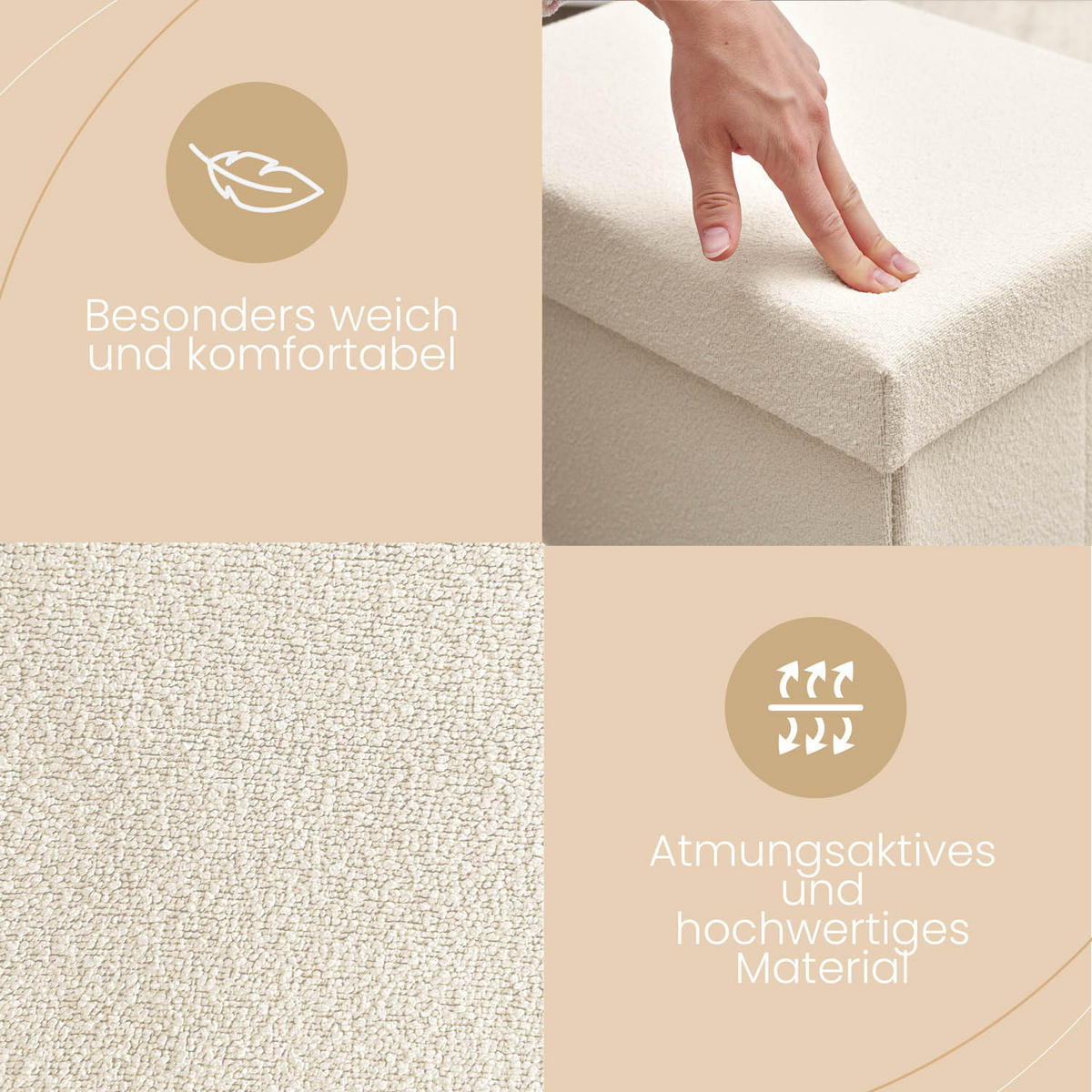 SITZBANK 76/38/38 cm, Beige - Beige, Kunststoff (38/38/76cm) - Blumtal