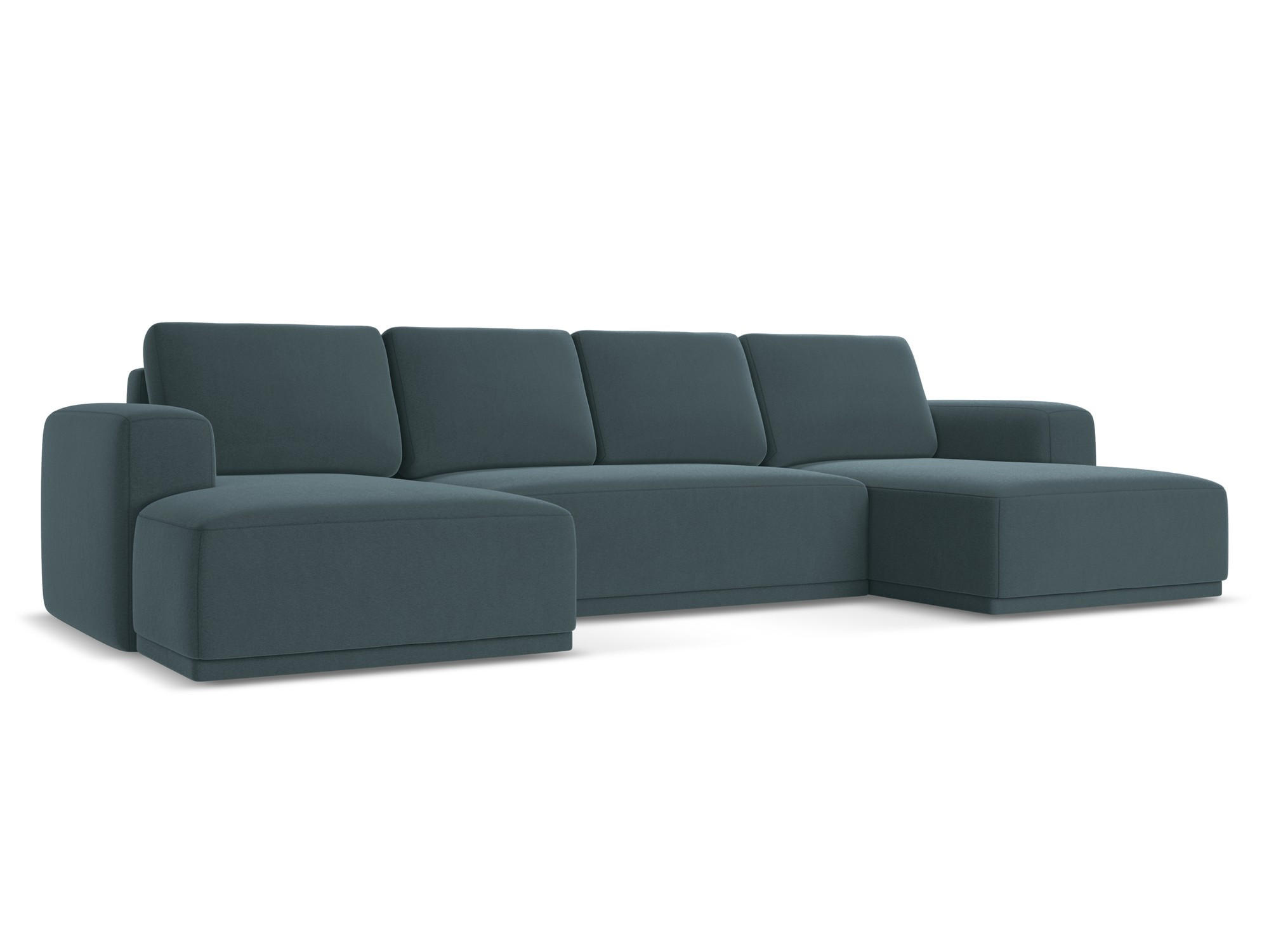 WOHNLANDSCHAFT Samt Stoff Blau - Blau/Petrol, Kunststoff/Textil (333/91/160cm) - Makamii